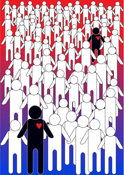 Ilustración vectorial de la multitud de personas siluetas — Archivo Imágenes Vectoriales