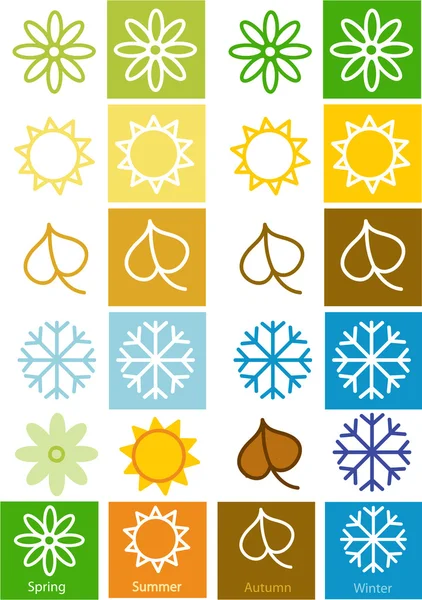 Vector concept with four seasons symbols — Stock Vector