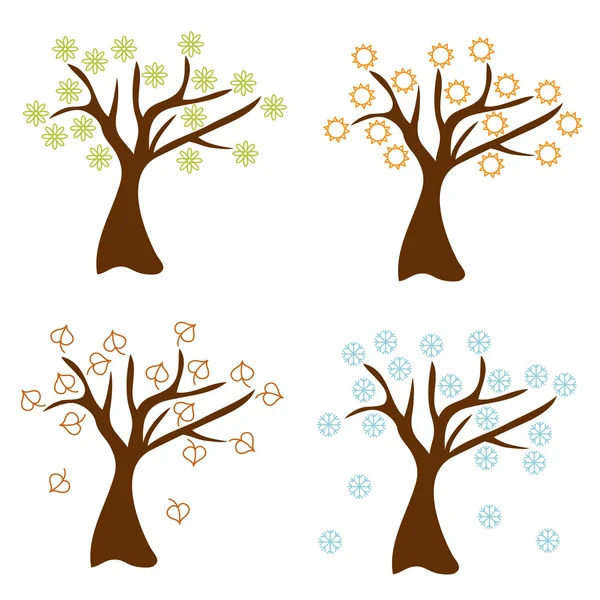 Set of vector four seasons trees — Stock Vector