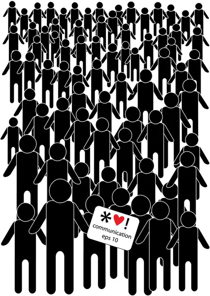 Vector illustration of crowd of people silhouettes — Stock Vector