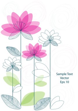 romantik çiçekler ile renkli vektör arka plan