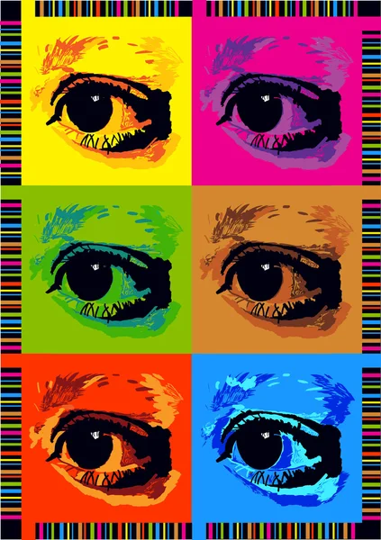 Pop arte olhos ilustração — Vetor de Stock