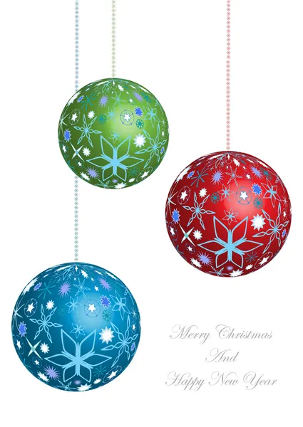 Merry christmas vector background with colorful glass balls — Stock Vector