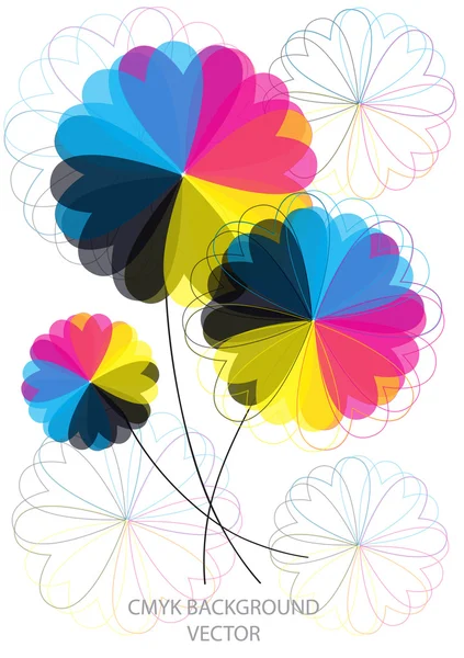 Modern vector concept with CMYK flowers — Stock Vector