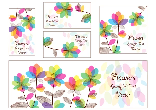 Conjunto de cartões vetoriais e banners com flores — Vetor de Stock