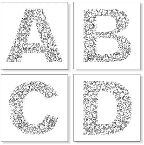 Ensemble de lettres alphabétiques faites de cercles — Image vectorielle