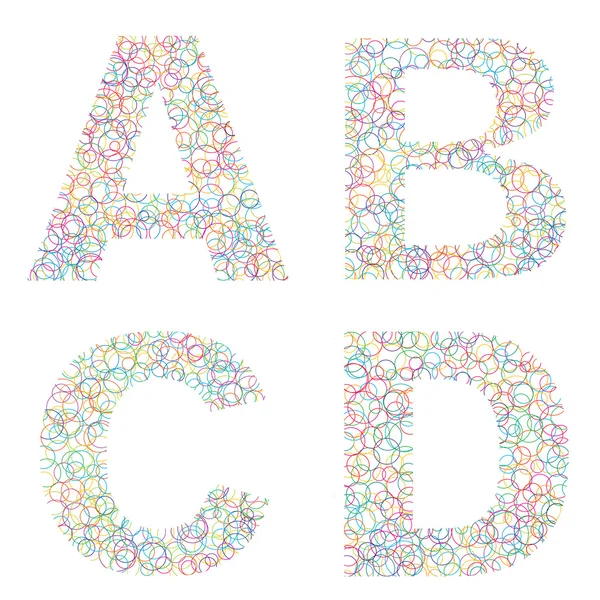 Conjunto de letras del alfabeto hechas de círculos — Vector de stock