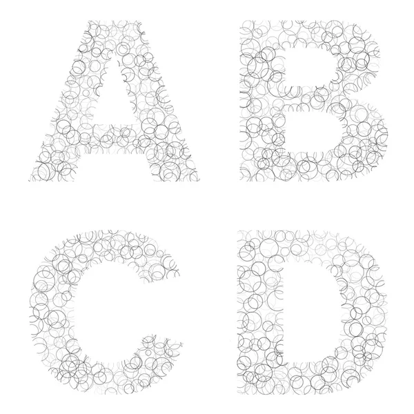 Ensemble de lettres alphabétiques faites de cercles — Image vectorielle