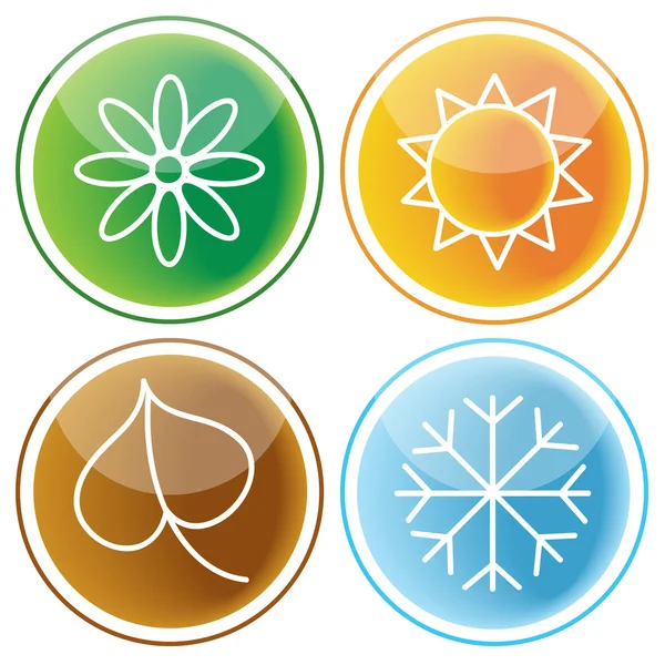 Set of web buttons with seasons icons — Stock Vector