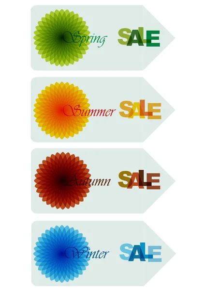Four seasons  sale labels — Stock Vector