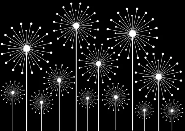 siyah-beyaz dandelions silhouettes