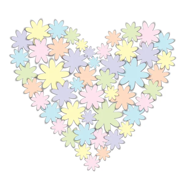 Vector origami paper flowers heart — Stock Vector