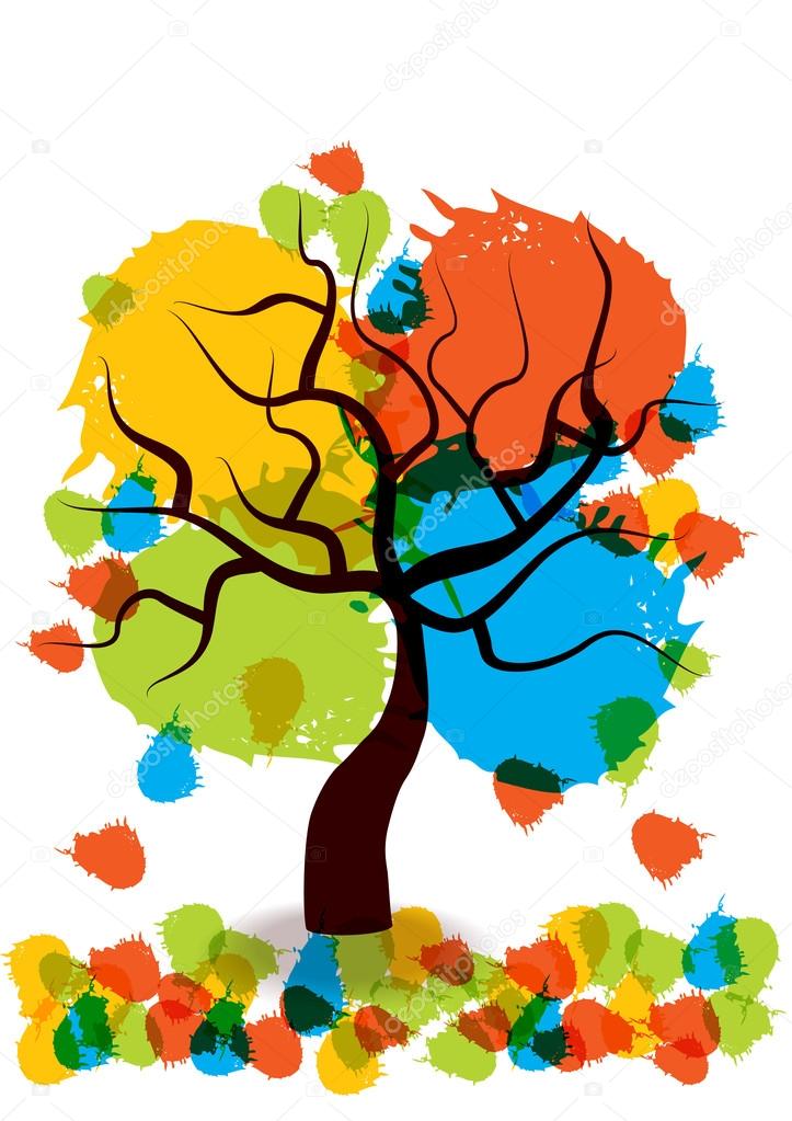 Color vector four seasons tree