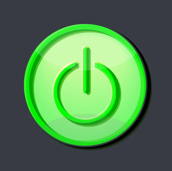 緑色の電源ボタン — ストックベクタ