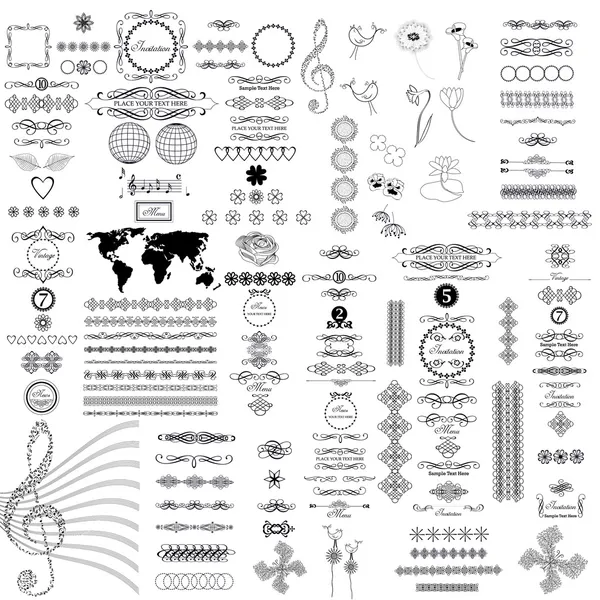 Set vintage kalligrafische elementen — Stockvector