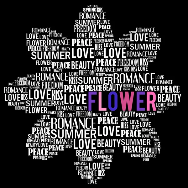 Color vector flower silhouette made of words — Stock Vector