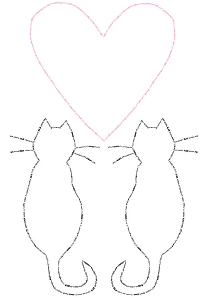 Paire de chats amoureux du cœur — Image vectorielle