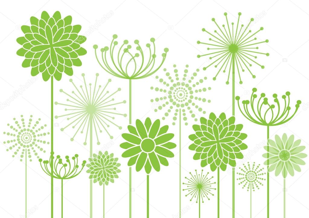 Flowers silhouettes vector background