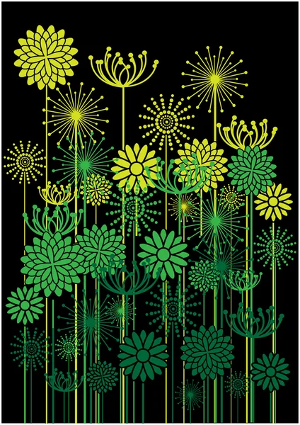 Color green flowers — Stock Vector