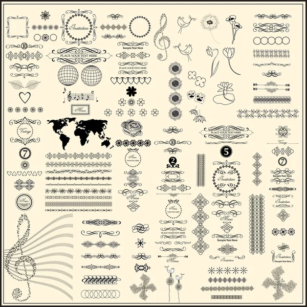 Set vintage kalligrafische elementen — Stockvector