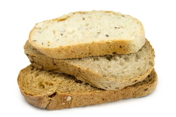 Szelet kenyér fehér háttér — Stock Fotó