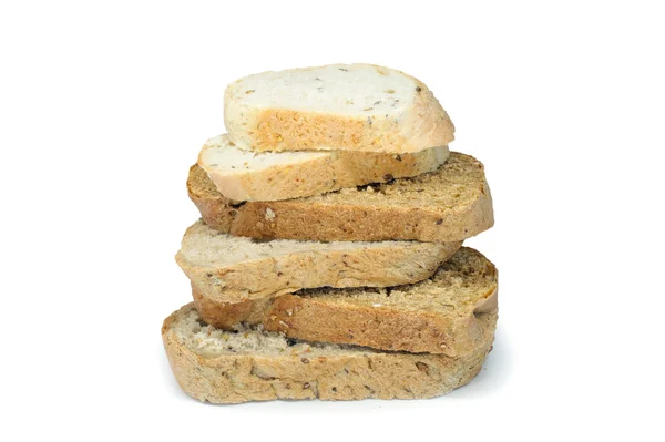Tranche de pain sur fond blanc — Photo