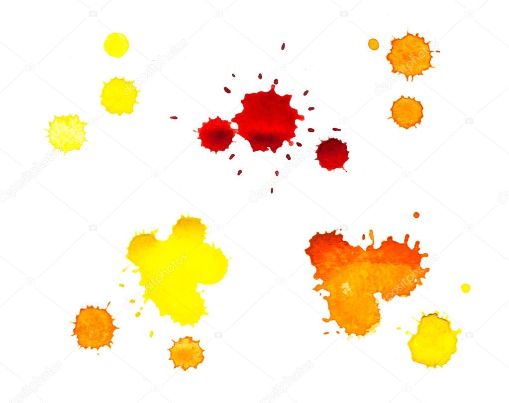 Watercolor, yellow and red blots