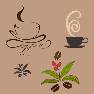kahve, fincan, bean. vektör çizim