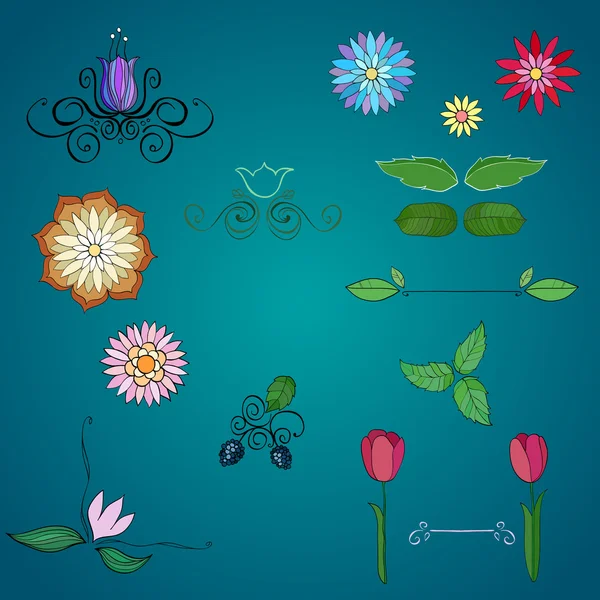 Flores hechas a mano. ilustración vectorial — Archivo Imágenes Vectoriales