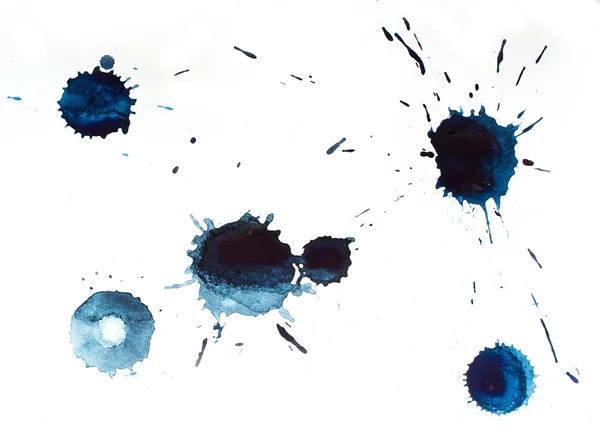 Blauwe vlekken van aquarel verf — Stockfoto