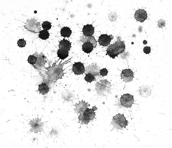 Blots of watercolor paint. Black and white — Stock Photo, Image