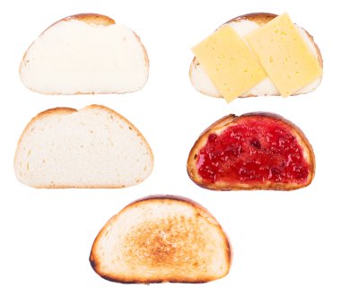 izole beyaz, reçel, peynir, tereyağı ile ekmek