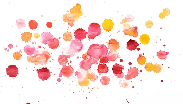 Macchie rosse e gialle di vernice ad acquerello — Foto Stock