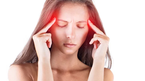 Woman suffering from a terrible headache — Stock Photo, Image