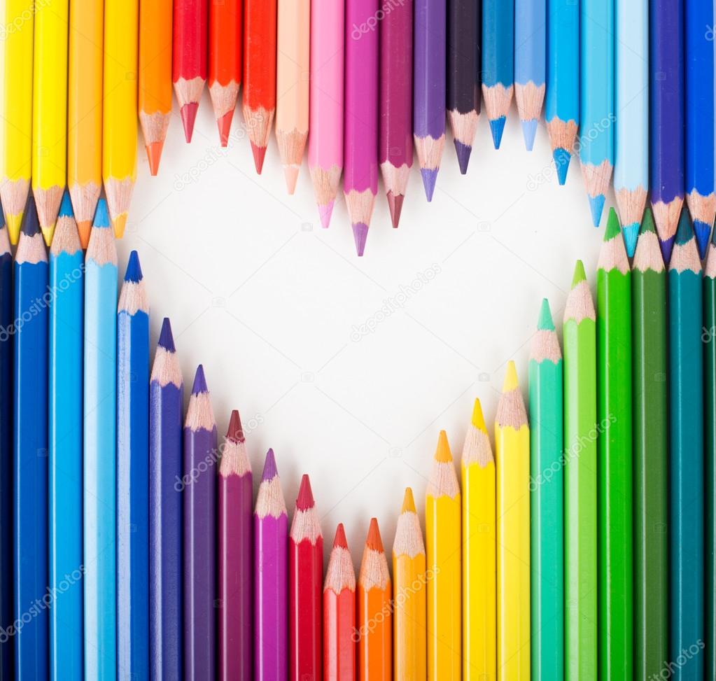 Drawing Pad With A Heart And Colorful Colored Pencils On A White Background  Stock Photo - Download Image Now - iStock