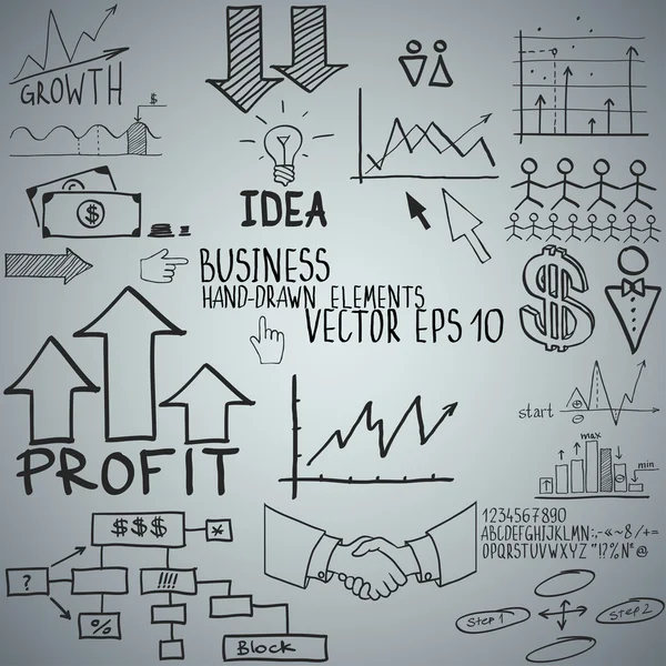 Elementos financeiros empresariais. Desenhados à mão — Vetor de Stock