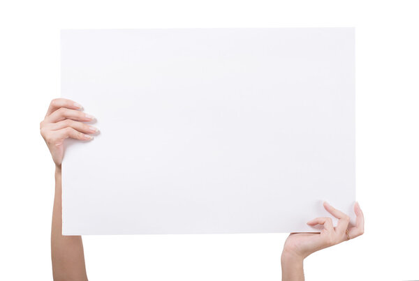 Woman's Hands holding blank board