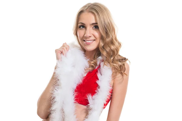 Happy smiling woman in santa claus clothes — Stock Photo, Image