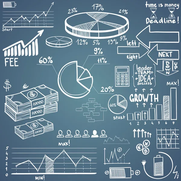 Zakelijke financiën elementen. handgetekende — Stockvector