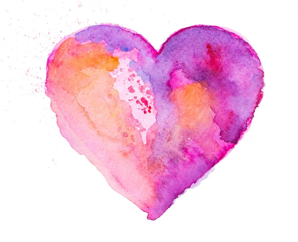 Corazón de acuarela. Concepto - amor, relación, arte, pintura —  Fotos de Stock