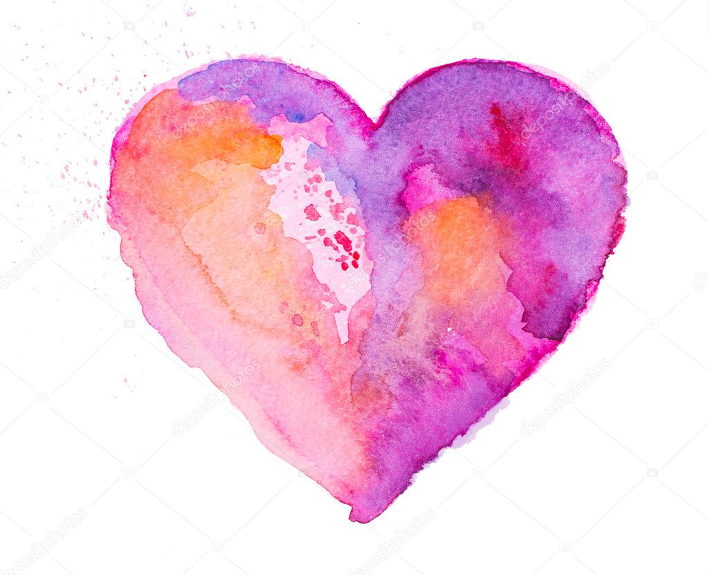 Watercolor heart. Concept - love, relationship, art, painting