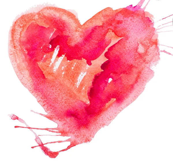 Vattenfärg hjärta. koncept - kärlek, förhållande, konst, måleri — Stockfoto