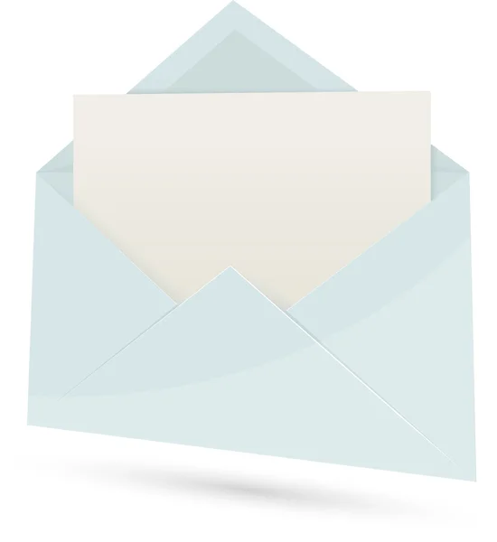 Blauwe open envelop met papier, vectorillustratie — Stockvector