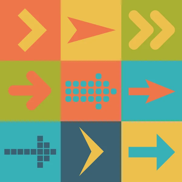Set arrow icons, flat UI web design elements trend, vector illustration — Stock Vector