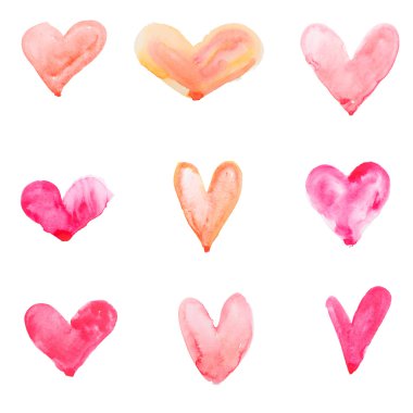 Beyaz arka plan üzerinde izole suluboya kalp