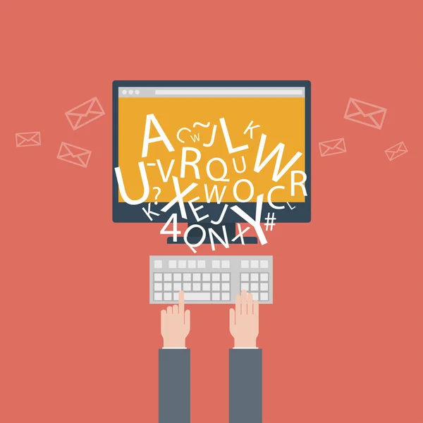 bloglama ve yazma için Web sitesi, e-posta. vektör çizim, son moda ikonları ile düz tasarım stil