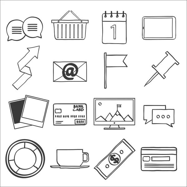 Iconos planos modernos colección de vectores, objetos de diseño web, artículos de negocios, oficina y marketing . — Vector de stock