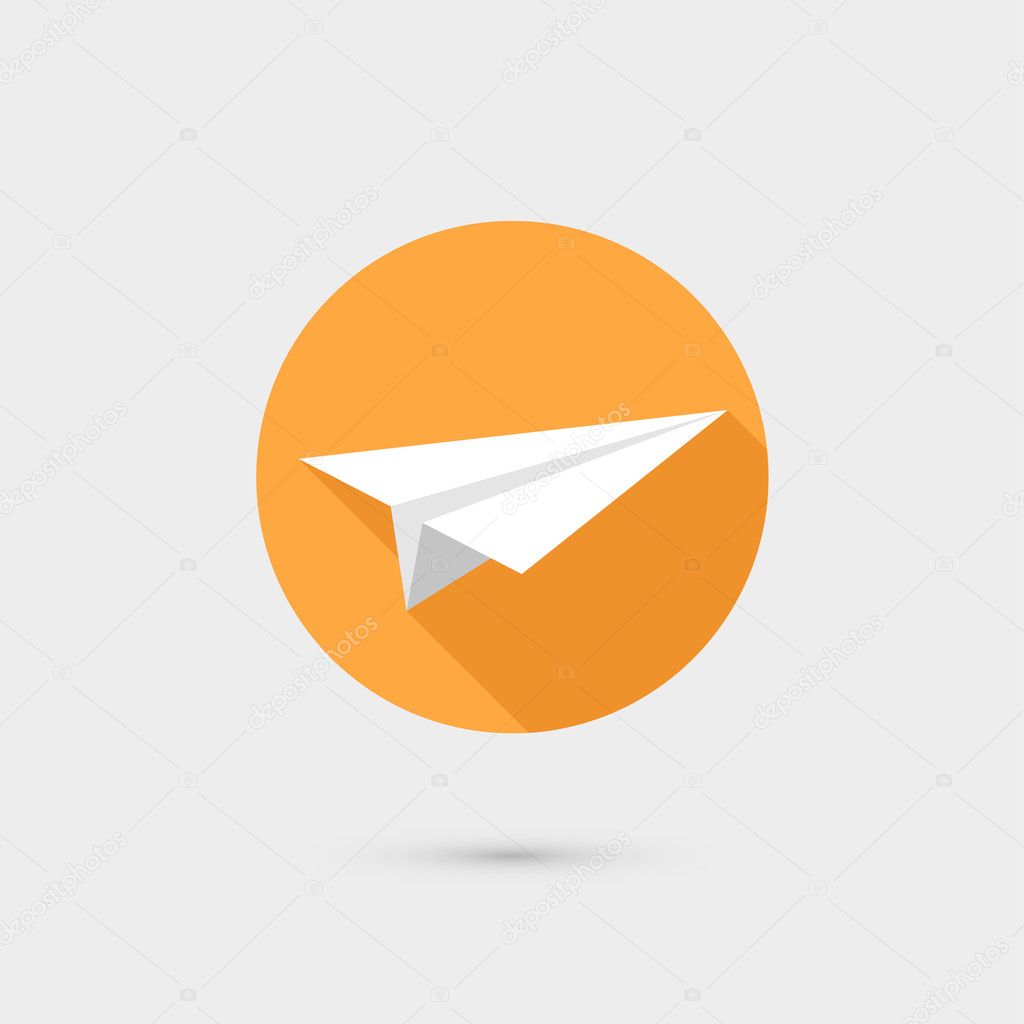 Flying paper airplane symbol icon vector illustration, flat design.