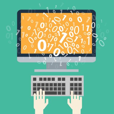 User programming coding binary code. Icon for web blog seo social media internet advertising. Flat design. clipart svg vector 
