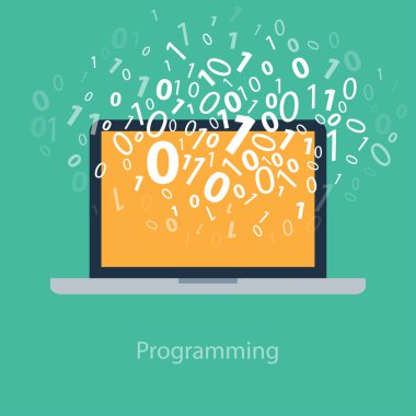 User programming coding binary code. Icon for web blog seo social media internet advertising. Flat design. clipart svg vector 